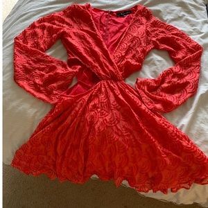 For Love & Lemons Plunge Neck Side Cut Out Dress